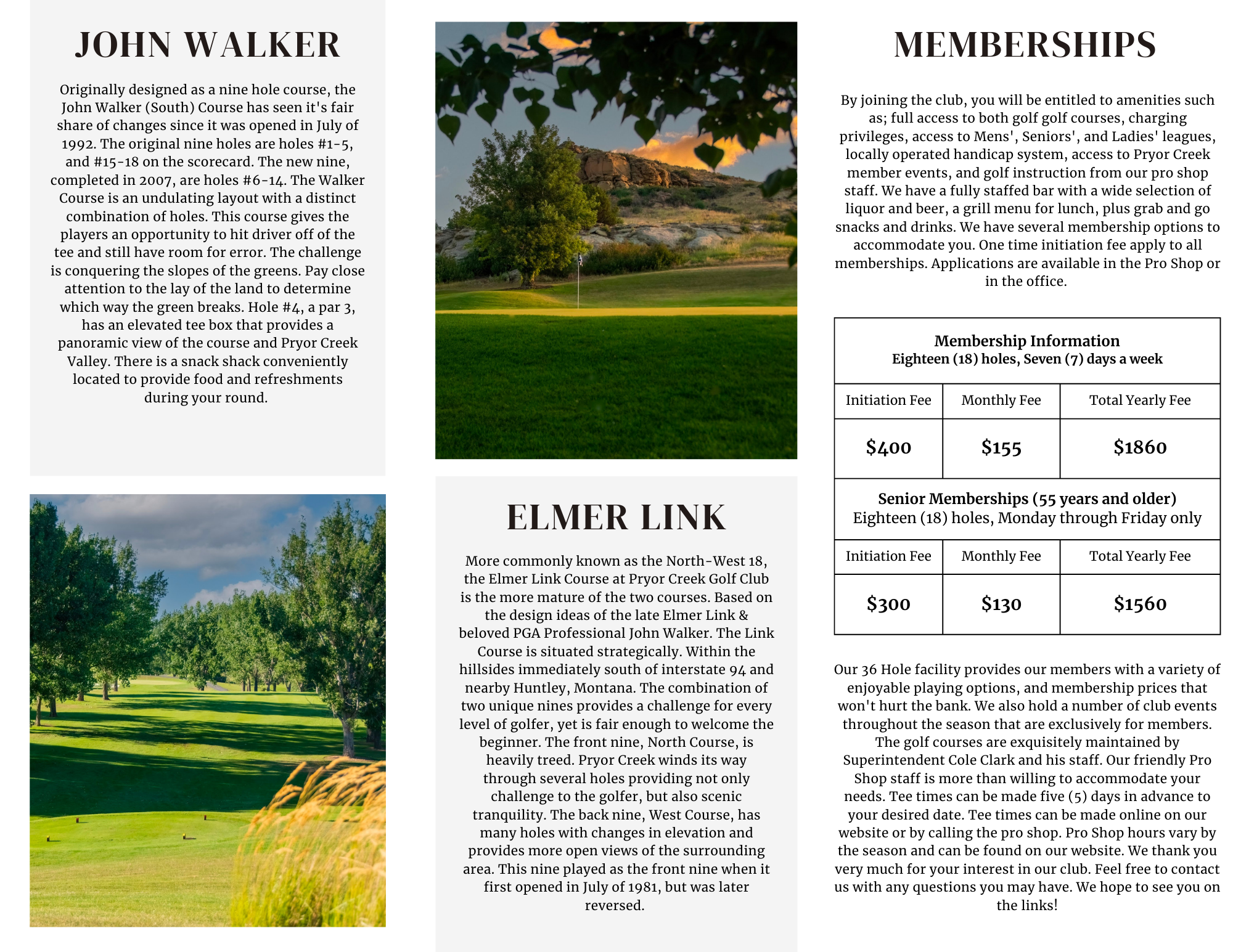 Memberships Pryor Creek Golf Club